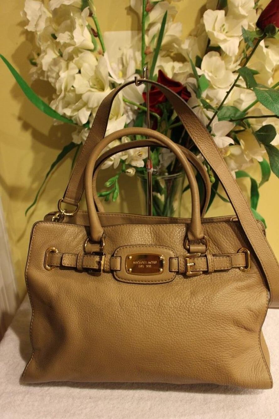 Michael Kors Hamilton Large EW Tote BEIGE Leather bag purse *pu13000